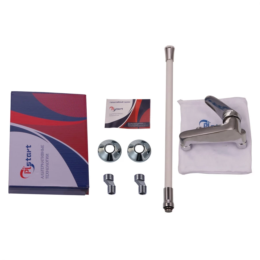 Смеситель PLStart настенный для умывальника с гибким изливом хром белый PD46001-8