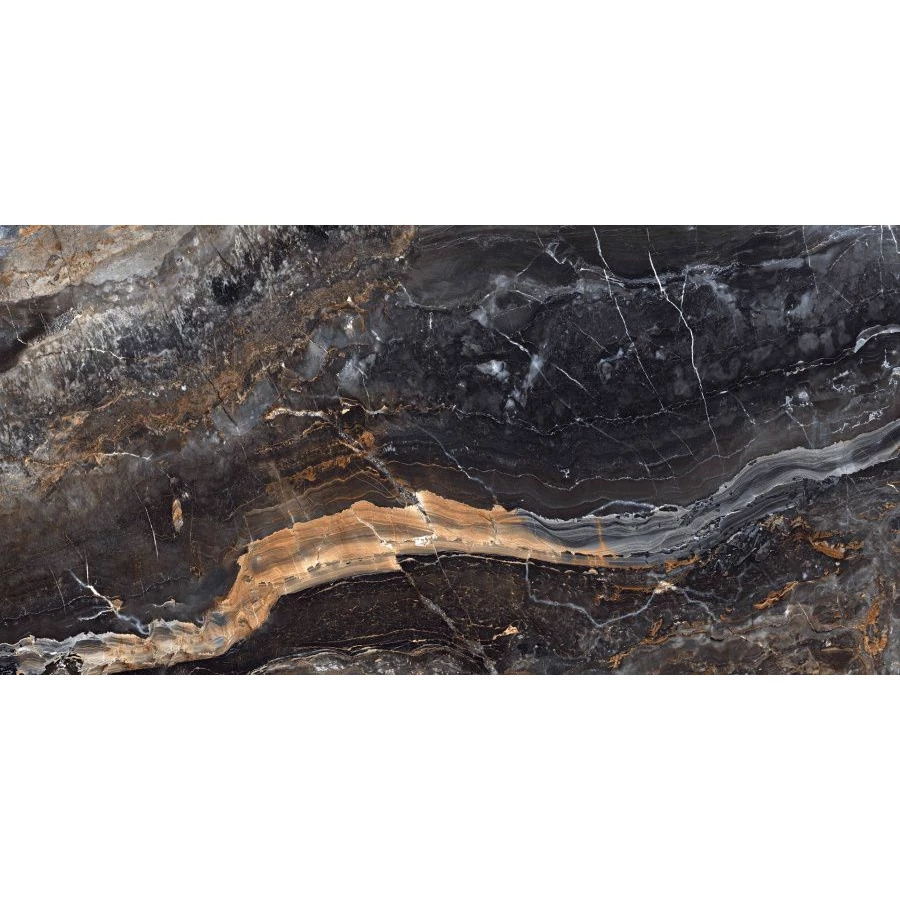 Керамогранит Neodom Luxury Lawa Nero Polished глянцевый черный N20331 120х60 см