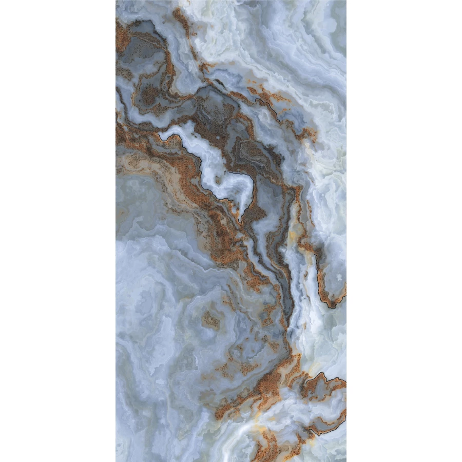 Керамогранит Casati Ceramica Carving Polished Gold GS Norway Blue Golden Carving синий 120х60 см