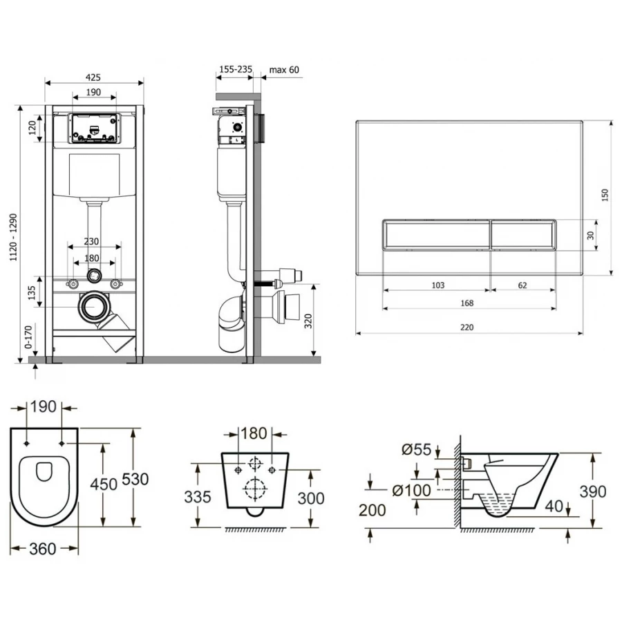 Унитаз Lavinia Boho Relfix Biore Rimless 77040100 (комплект 6 в 1)