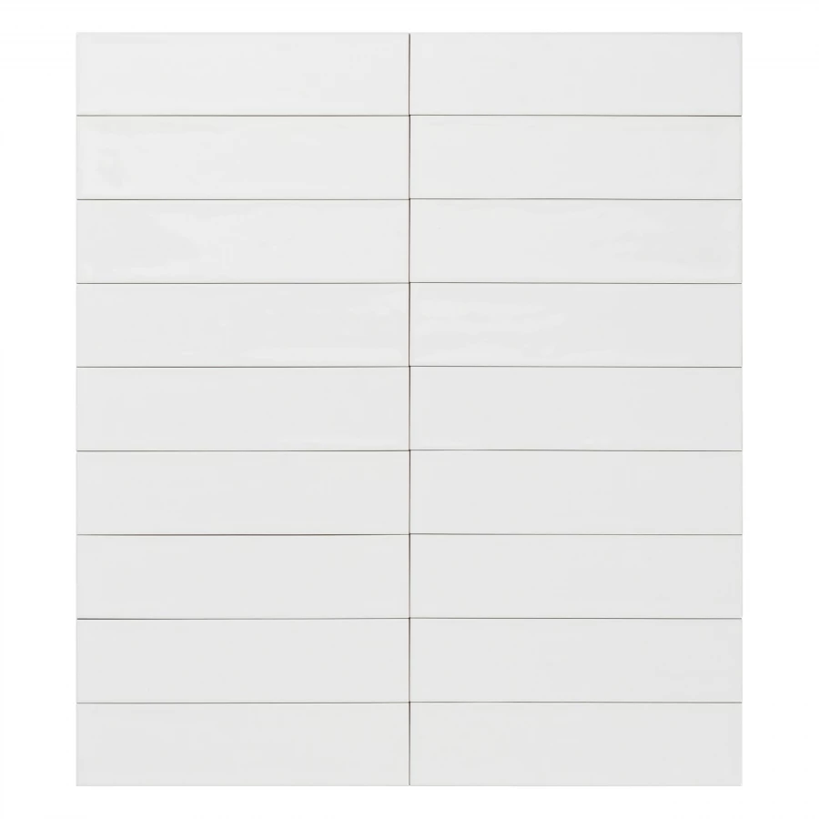 Плитка настенная Smile Tile Лигурия / Liguria Фузион Вайт / Fusion White глянцевая белая 30х7,5 см