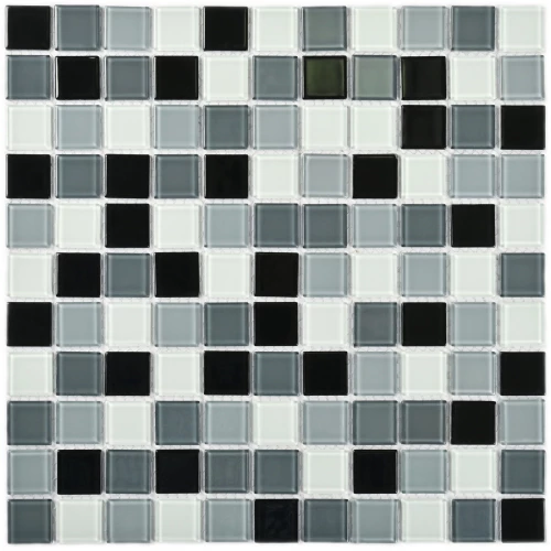 Мозаика Bonaparte Стеклянная мозаика Grand 25х25 глянцевая черно-белая 30х30 см