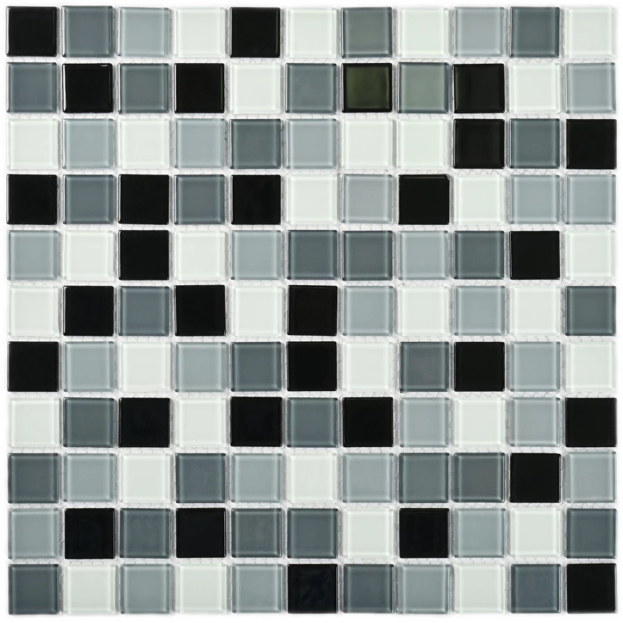 Мозаика Bonaparte Стеклянная мозаика Grand 25х25 глянцевая черно-белая 30х30 см