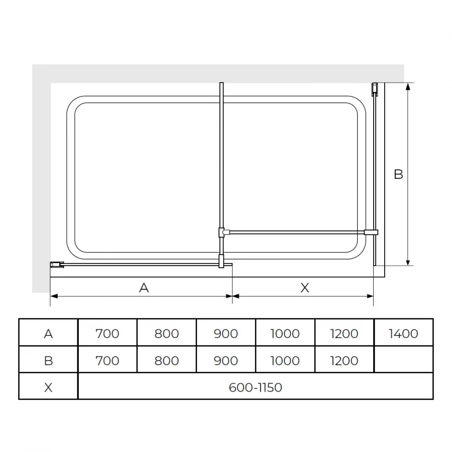 Перегородка для душа RGW WA-021B WA-011B 2 шт + S-1220B Прозрачное 35102190-84 90х100 см