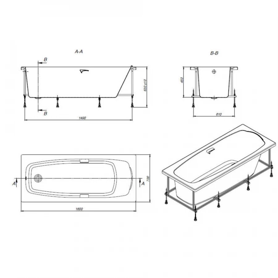 Акриловая ванна Roca Sureste прямоугольная белая ZRU9302778 150х70 см