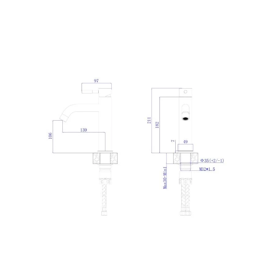 Смеситель Rush Melos для умывальника черный SUS1101-11black