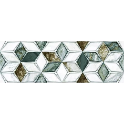 Плитка настенная Primavera Hypnose Malachite Decor 04 glossy глянцевая зеленая DG17-04 90х30 см