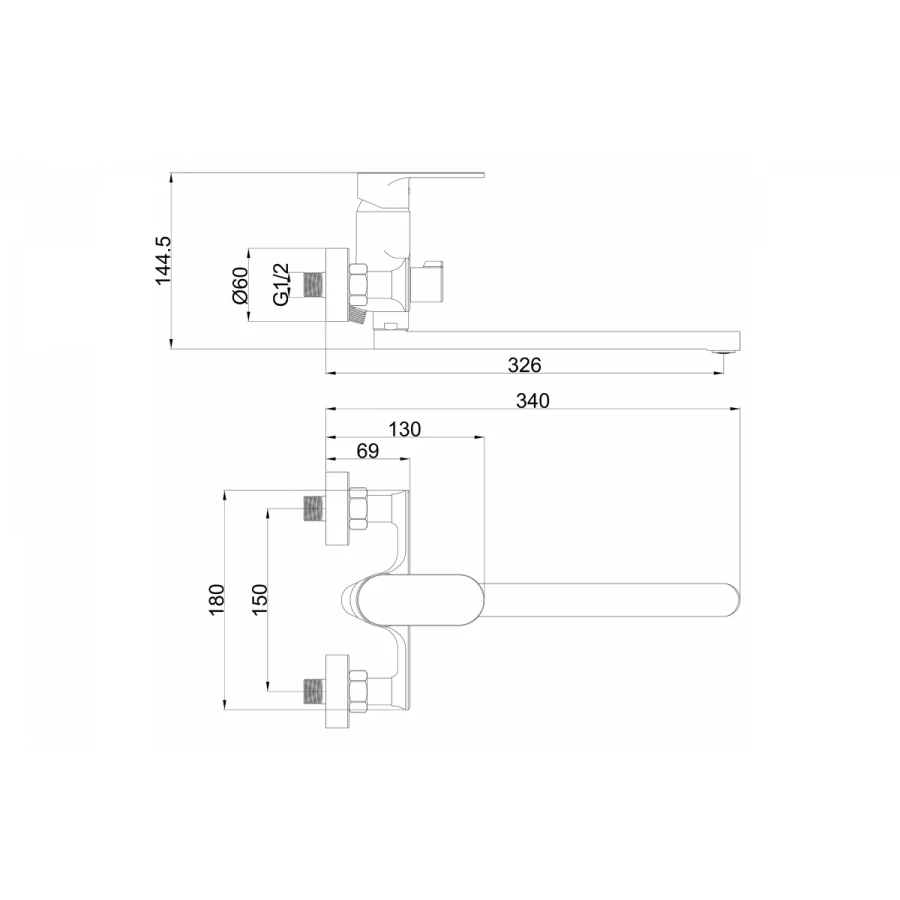 Смеситель Fashun для ванны и душа хром A2285