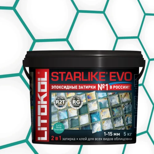 Затирка Litokol Starlike EVO эпоксидная двухкомпонентная S.410 Verde Smeraldo L0485380004 5 кг