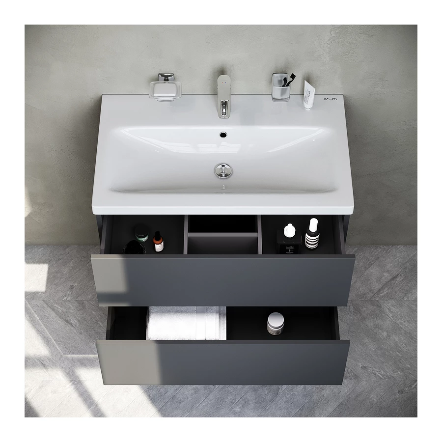 База под раковину Am Pm Gem подвесная 2 ящик а графит матовый M90FHX07522GM 75 см