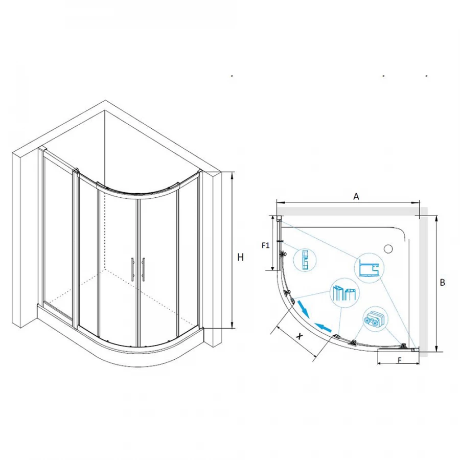 Душевой уголок RGW HO-61 HO-51 + Z-41 Прозрачное 03066192-11 90х120 см