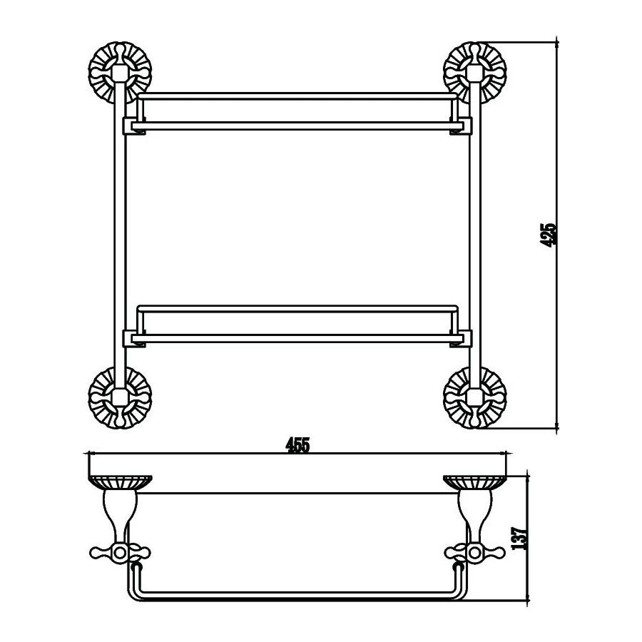 Полка прямая двойная стеклянная Savol S-08922C 40 см