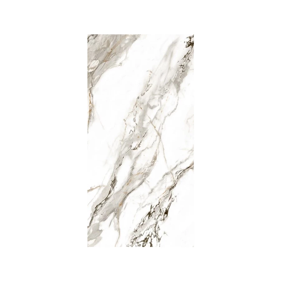 Керамогранит Planet Ceramics UKW 003 глянцевый с золотом белый 120х60 см