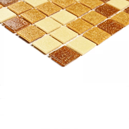 Мозаика Bonaparte Стеклянная мозаика Akros 20х20 глянцевая бежево-коричневая 32,7х32,7 см