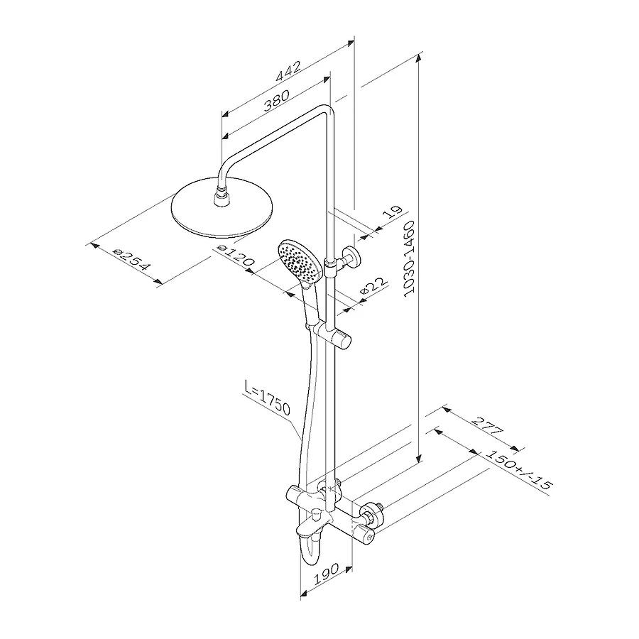 Душевая система Am Pm Like ShowerSpot с термостатом F0780564