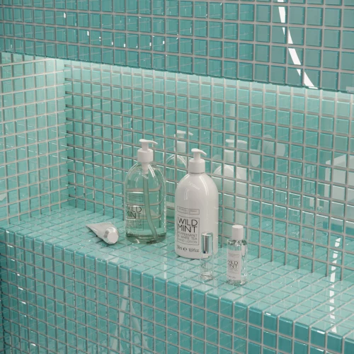 Мозаика Bonaparte Стеклянная мозаика Azov 25х25 глянцевая голубая 30х30 см