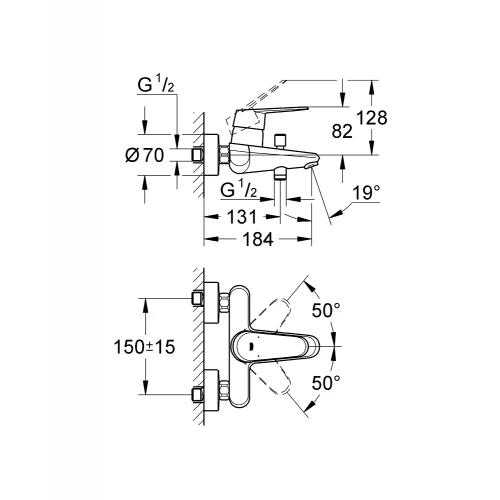 Смеситель для ванны Grohe Eurodisc Cosmopolitan Хром 33390002
