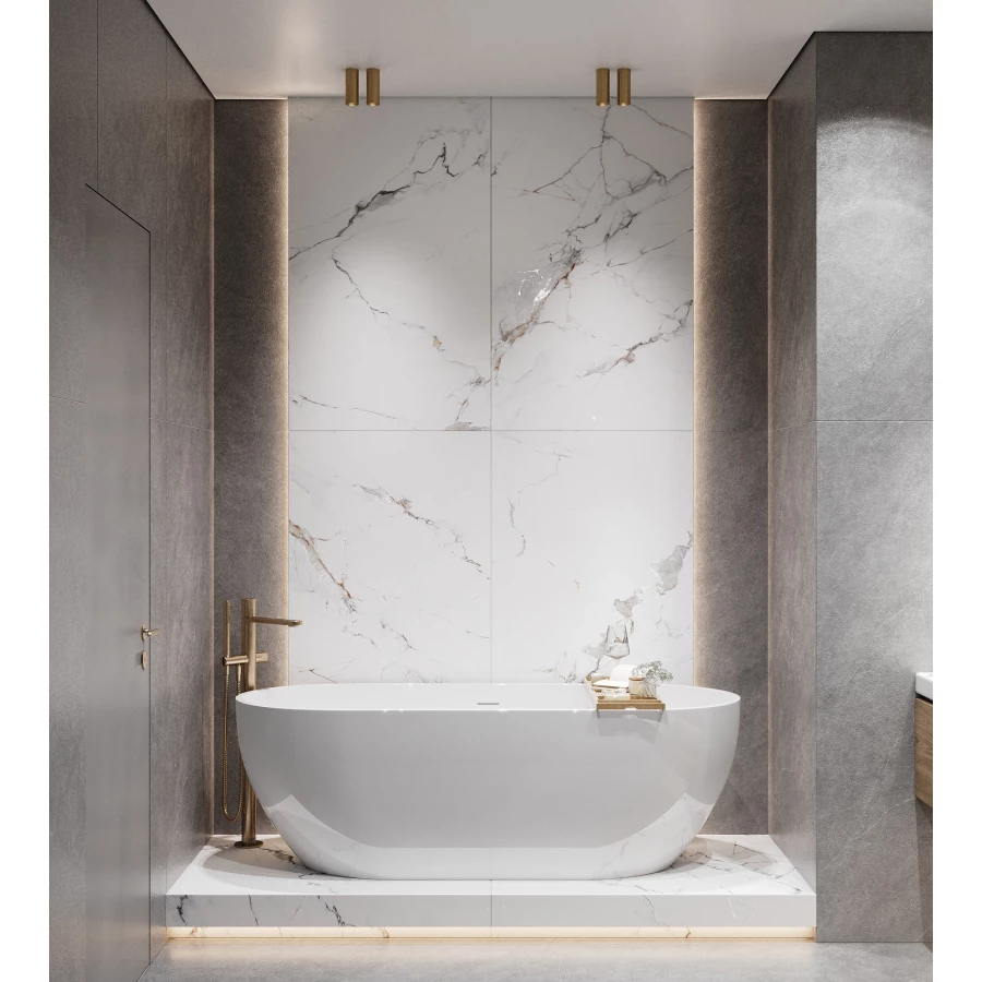 Керамогранит Creanza Galaxy Statuario Carving белый CZ-CR03-B 160х80 см