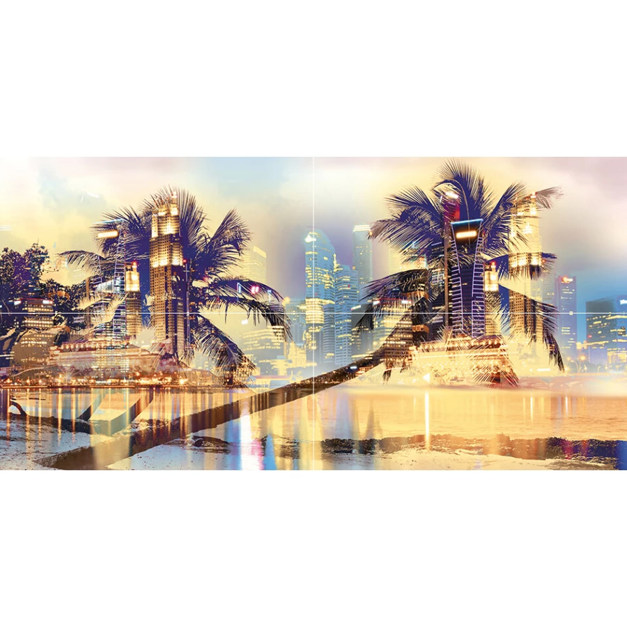 Плитка настенная Ceramica Classic Miami Панно из 4 плиток глянцевое многоцветное P4D289 80х40 см