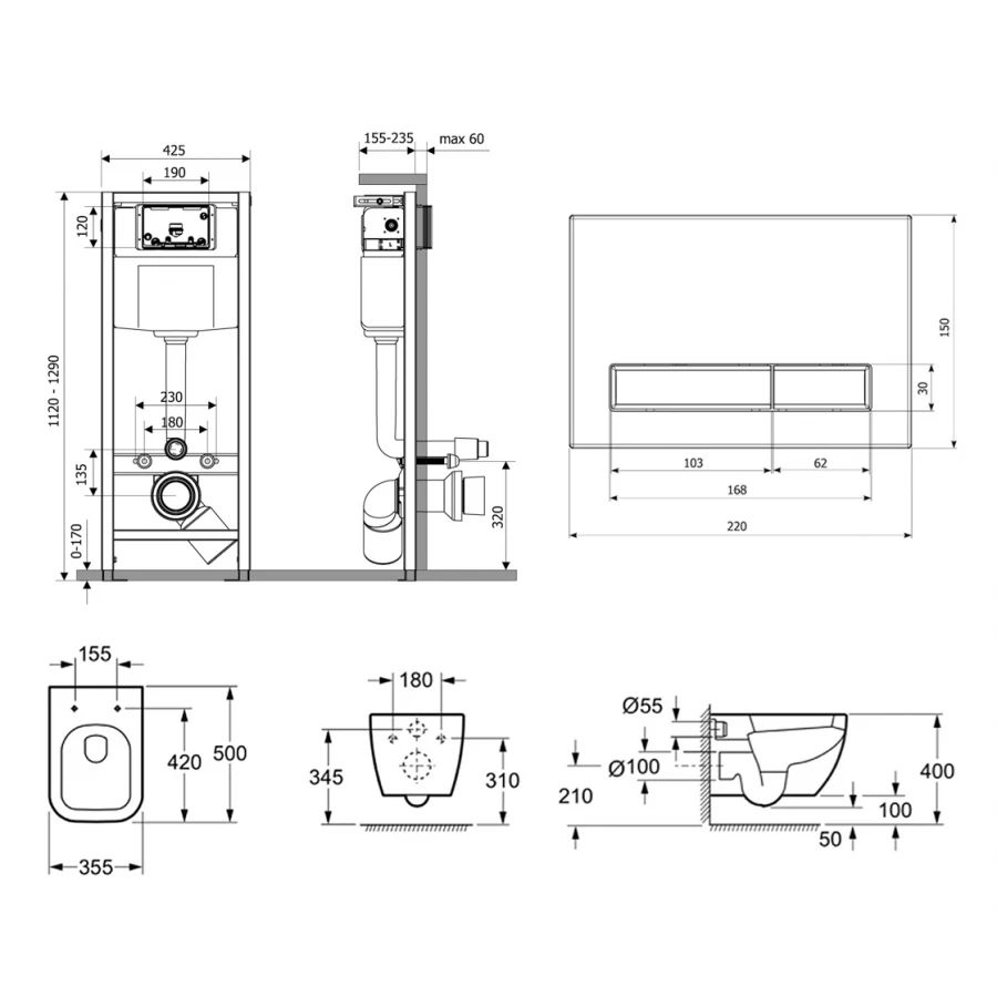 Комплект 10 в 1 Lavinia Boho Relfix One Rimless 98010037 (состоит из 3302103R, 33290200, 38010010, 3805001W, 38040010, 61117, 60567, 98652)