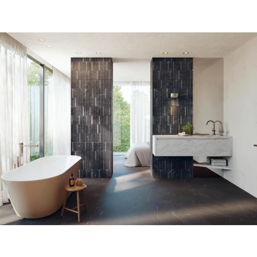 Плитка настенная Porcelanosa Нолита Нйс Маркуина Брооклйн / Nolita Nyc Marquina Brooklyn матовая серая 100330269 120х45 см