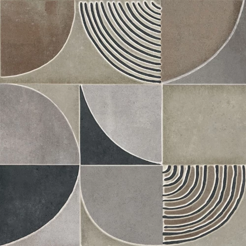 Керамогранит Dado Ceramica Gare du Nord Decor Infinity 6 pz Rett матовый серо-коричневый R04138 60x60 см