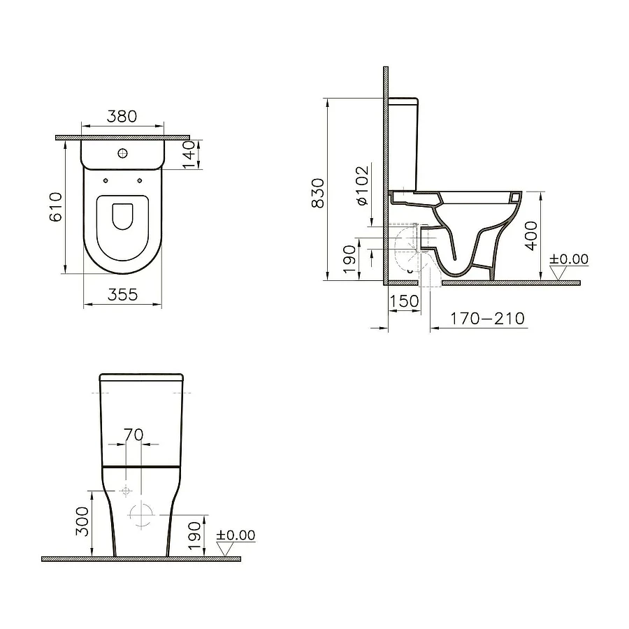 Унитаз-компакт Vitra Zentrum с микролифтом 9012B003-7204 83х38 см