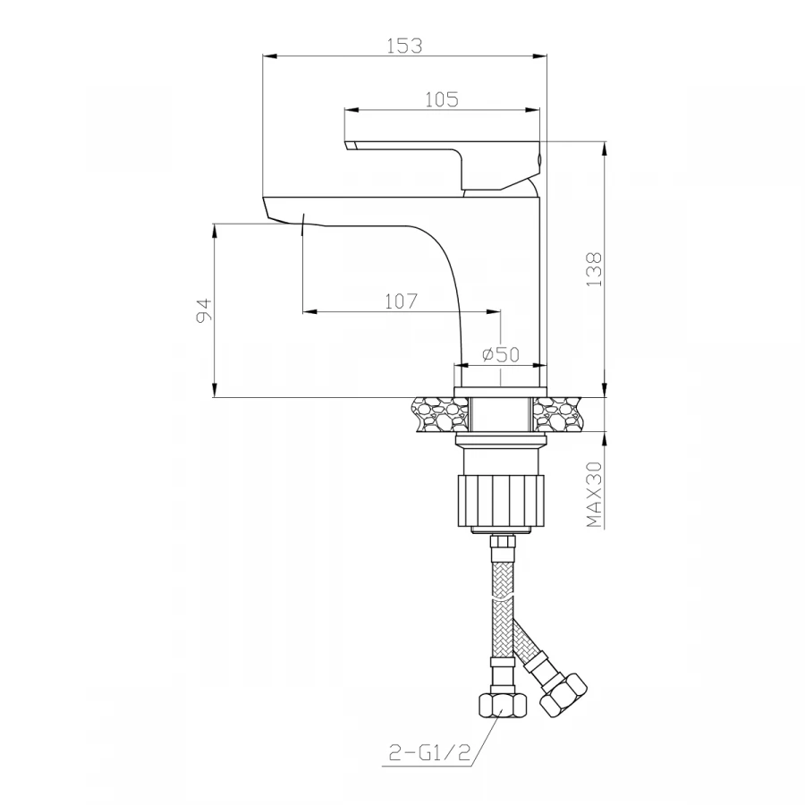 Смеситель для раковины Rossinka RS50 RS50-12 хром