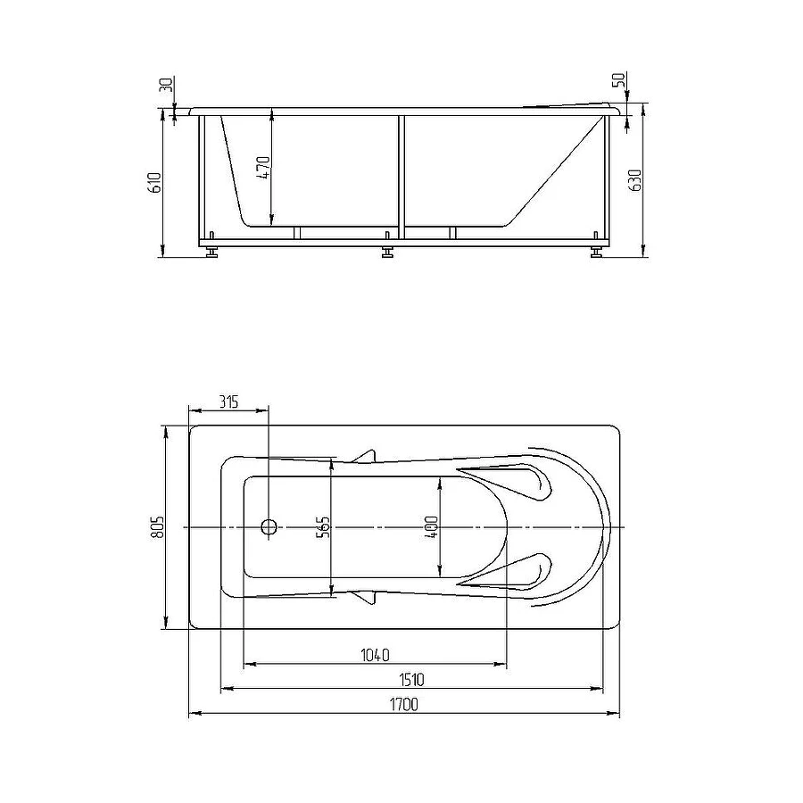 Ванна акриловая Aquatek Леда без гидромассажа LED170-0000047 170х80 см