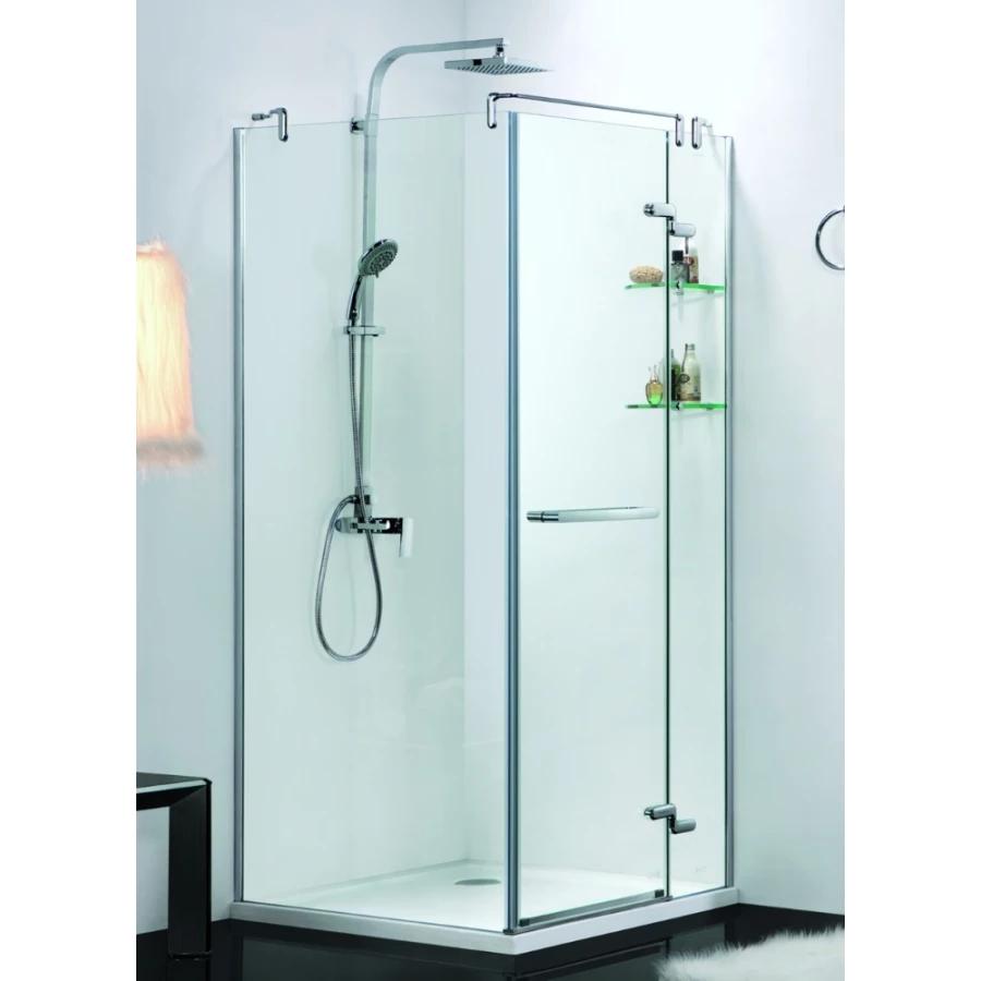Душевое ограждение Azario Monreal R со стеклянной полкой без поддона прозрачное стекло 8 мм цвет профиля серебро AZ-NWG1231-R 90х90х200 см