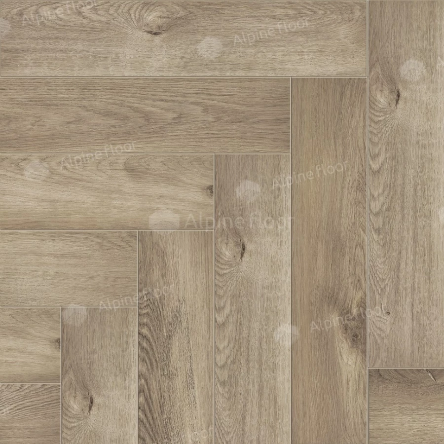 Каменный SPC ламинат Alpine Floor Parquet Light синхронное тиснение Дуб Натуральный Отбеленный ЕСО 13-5 43 класс 4 мм 1.95 кв.м 60х12.5 см