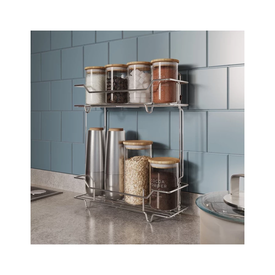 Полка Milardo Grid двухъярусная прямая проволока стальная хром GRICS2CM44