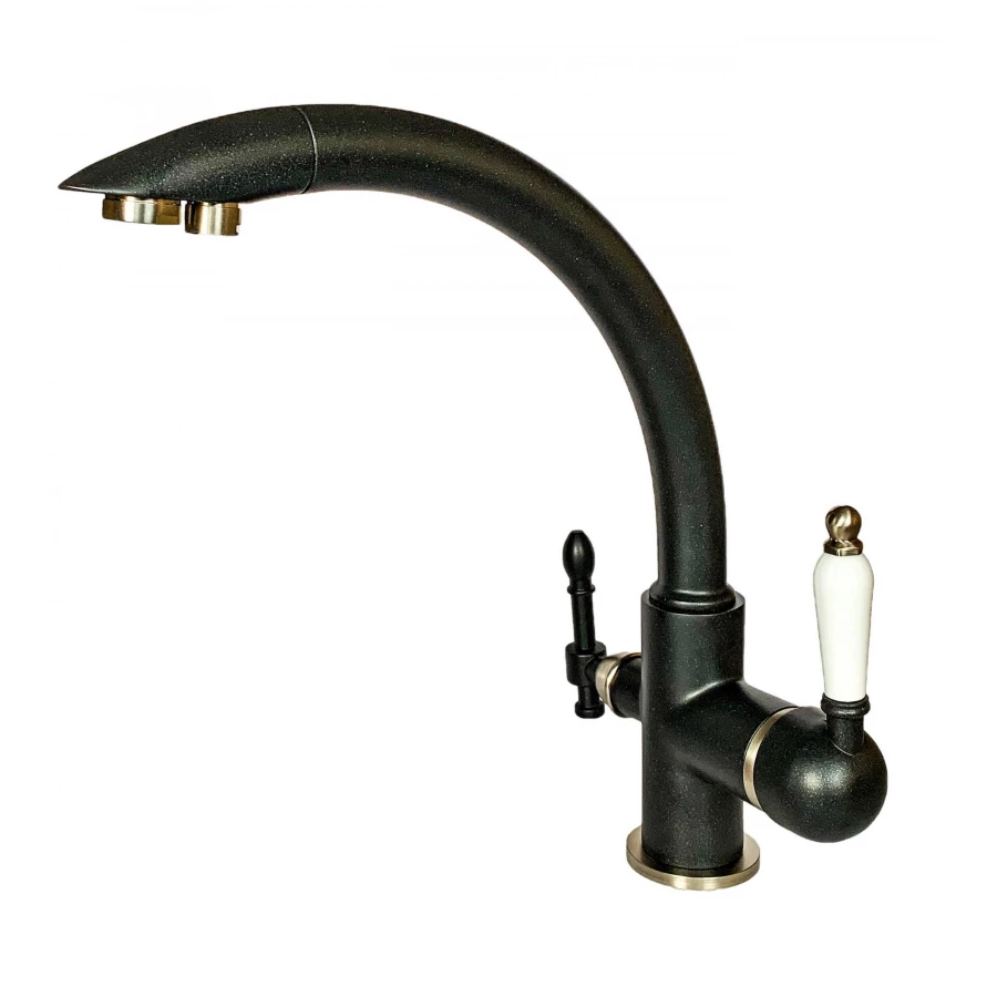 Смеситель с подключением фильтра (2в1) Milacio Castellon Ceramic MC.513.ASN антрацит/сатин