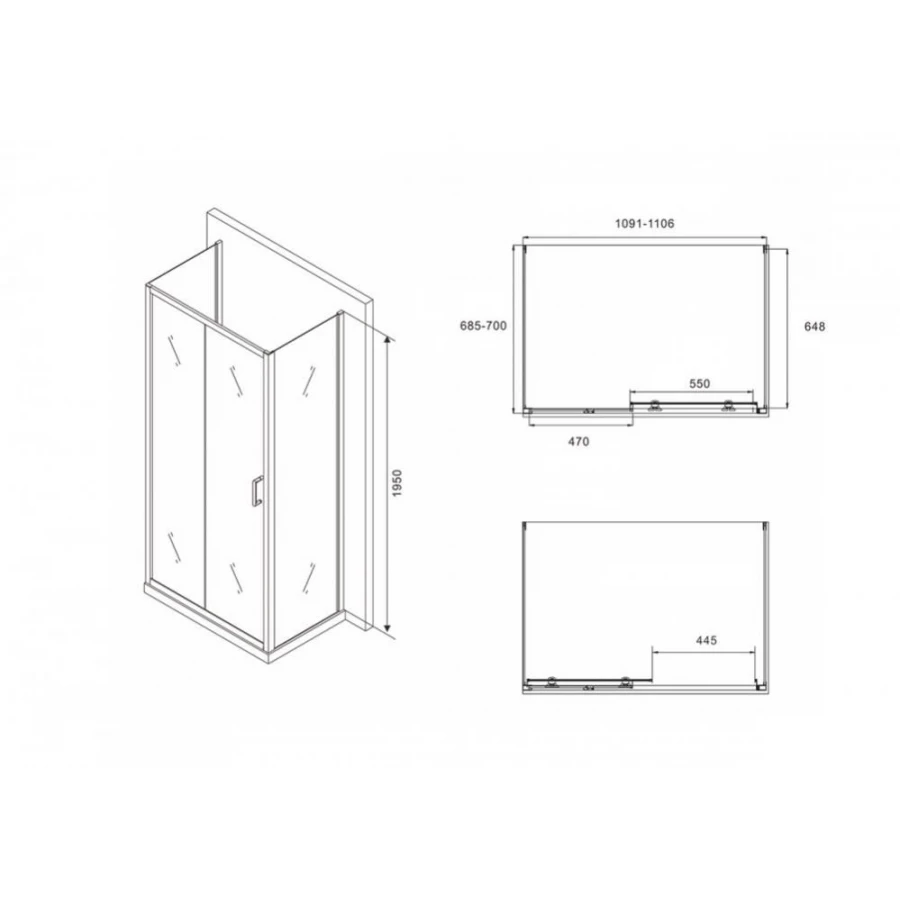 Душевой уголок Abber Schwarzer Diamant AG30110B-S70B-S70B