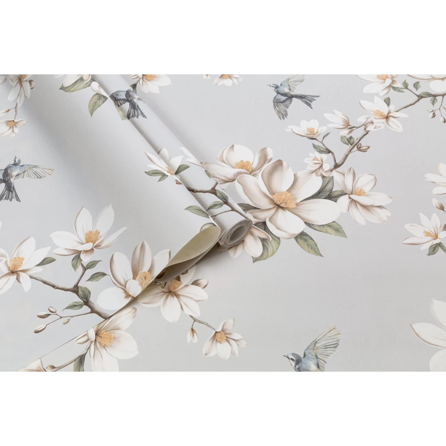 Обои флизелиновые Palitra Life Magnolia серые PL72535-14 1,06х10,05 м