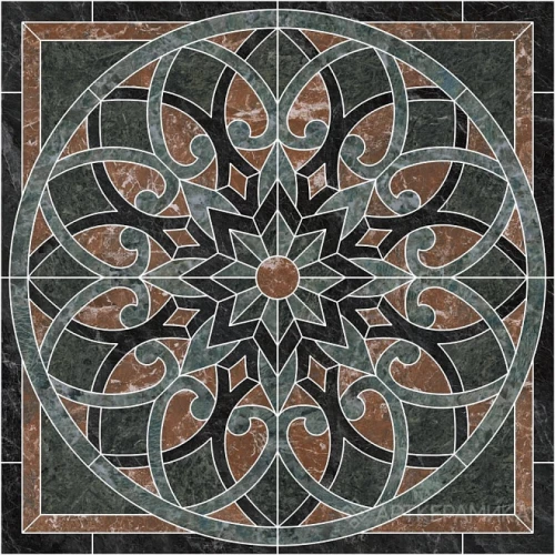 Керамогранит Kerama Marazzi Риальто Декор полуглянцевый зеленый ID110 119,5x119,5 см