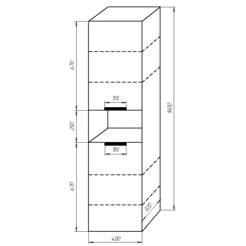 Пенал подвесной Azario Gris 40 универсальный цвет дуб веллингтон CS00080417 40х32х160 см