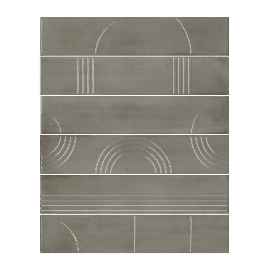 Плитка настенная Kerama Marazzi Мажорель Панно из 6 частей 6х28,5 глянцевое серое KMP3STA004RN6X 36x28,5 см