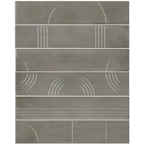 Плитка настенная Kerama Marazzi Мажорель Панно из 6 частей 6х28,5 глянцевое серое KMP3STA004RN6X 36x28,5 см