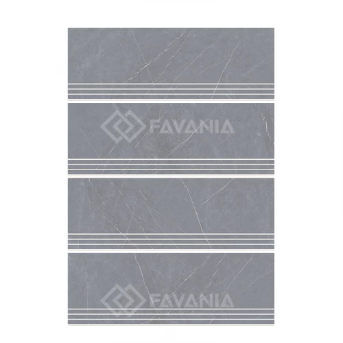 Ступень Meili Ceramica Pietra Matt с насечками матовая серая FAMS50105 120х35 см