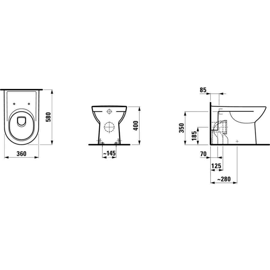 Унитаз приставной Laufen Pro 8.2295.1.000.000.1