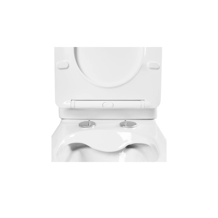 Унитаз без бачка, напольный безободковый Aquatek Европа горизонтальный выпуск тонкое сиденье с механизмом плавного закрывания AQ2903-00 63х39х82,5 см