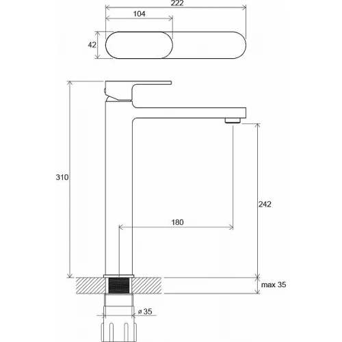 Смеситель для умывальника без донного клапана Ravak Chrome CR 015.00 X070100