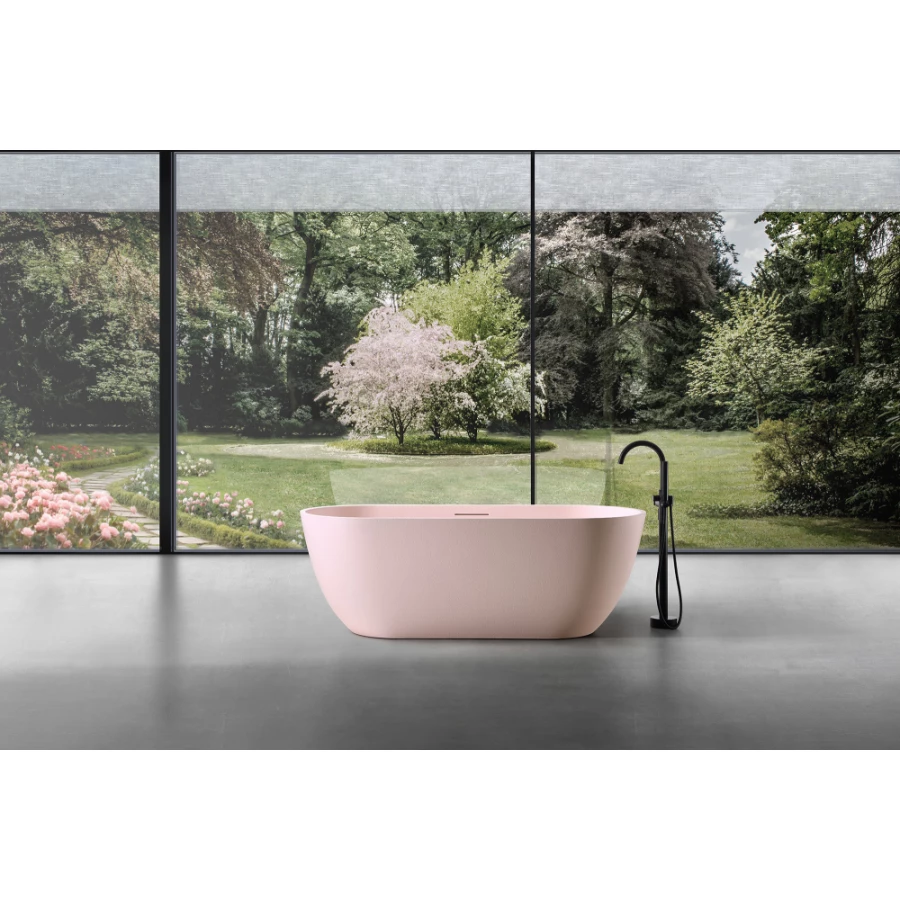Ванна из искусственного камня Abber Frankfurt розовая матовая AM9941MP 170х75 см