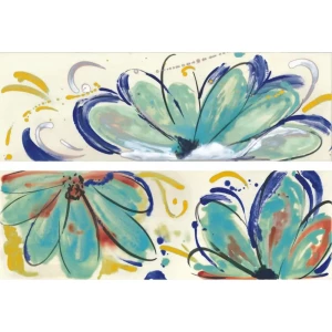 Декор Imola Ceramica Shades Flowers Sea Mix блестящий многоцветный 60x20 см