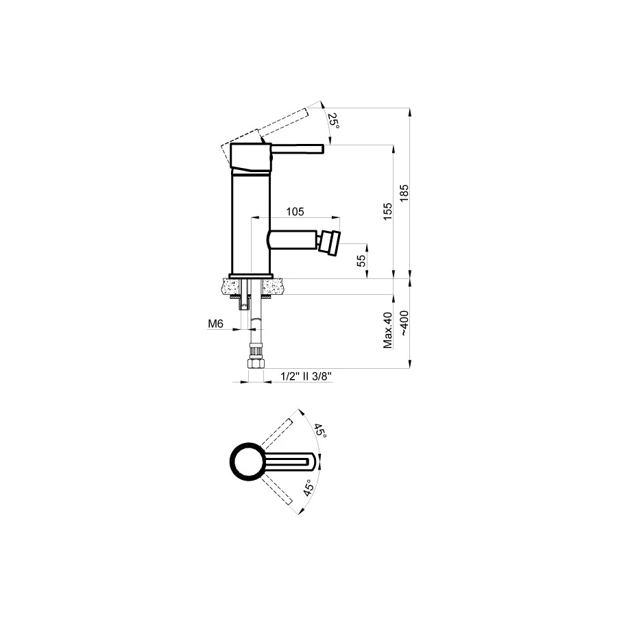 Смеситель для биде Azario Tasco хром AZ-15166601