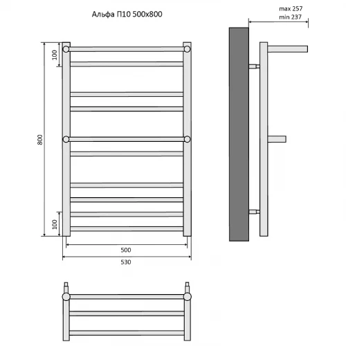 Полотенцесушитель водяной Aquatek Альфа П10 AQ RRP1080CH 50х80 см
