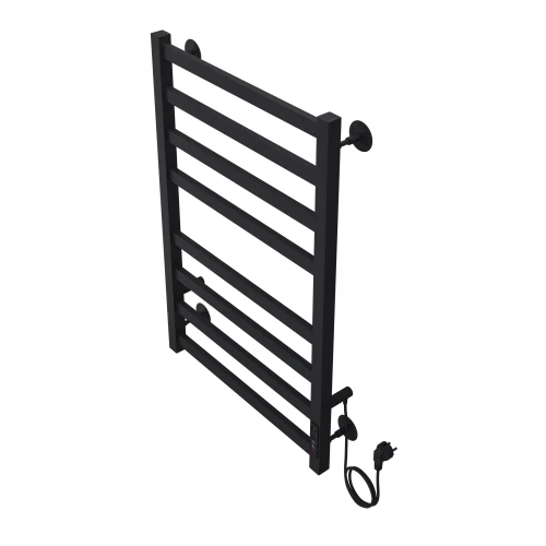 Полотенцесушитель электрический Azario Palermo квадрат 8 секций тен справа черный AZ83858B 50x80 см