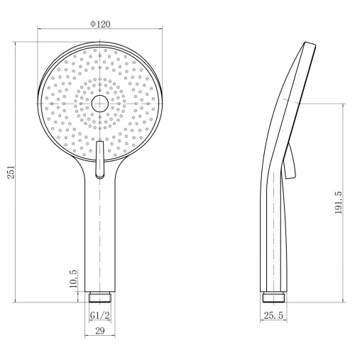 Лейка ручная Fashun душевая круглая сатин серый N018