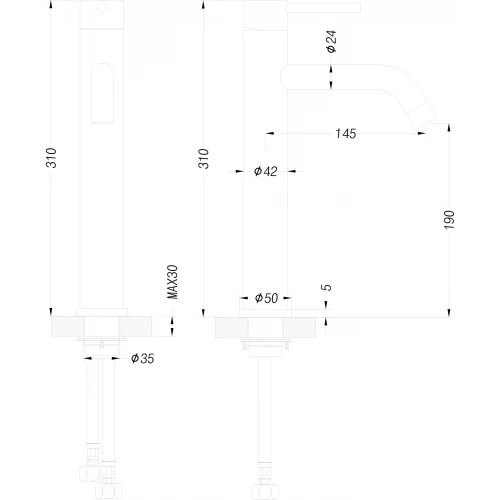 Смеситель для раковины-чаши Creto матовый черный Element 2.0-BMT-BK